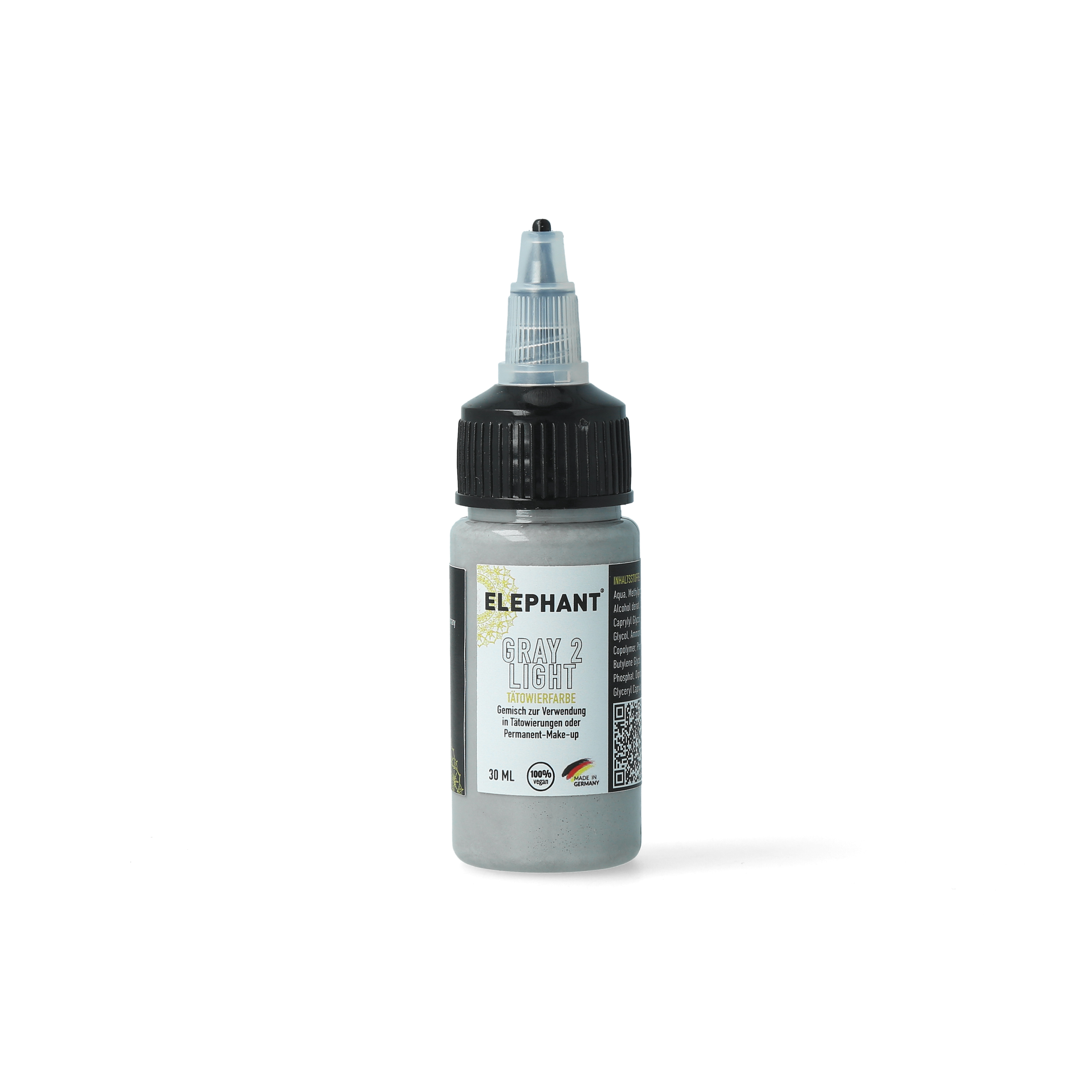 Elephant Tattoo Ink Gray Light – Helle Tätowierfarbe für weiche Schattierungen und sanfte Graustufen (30ml)