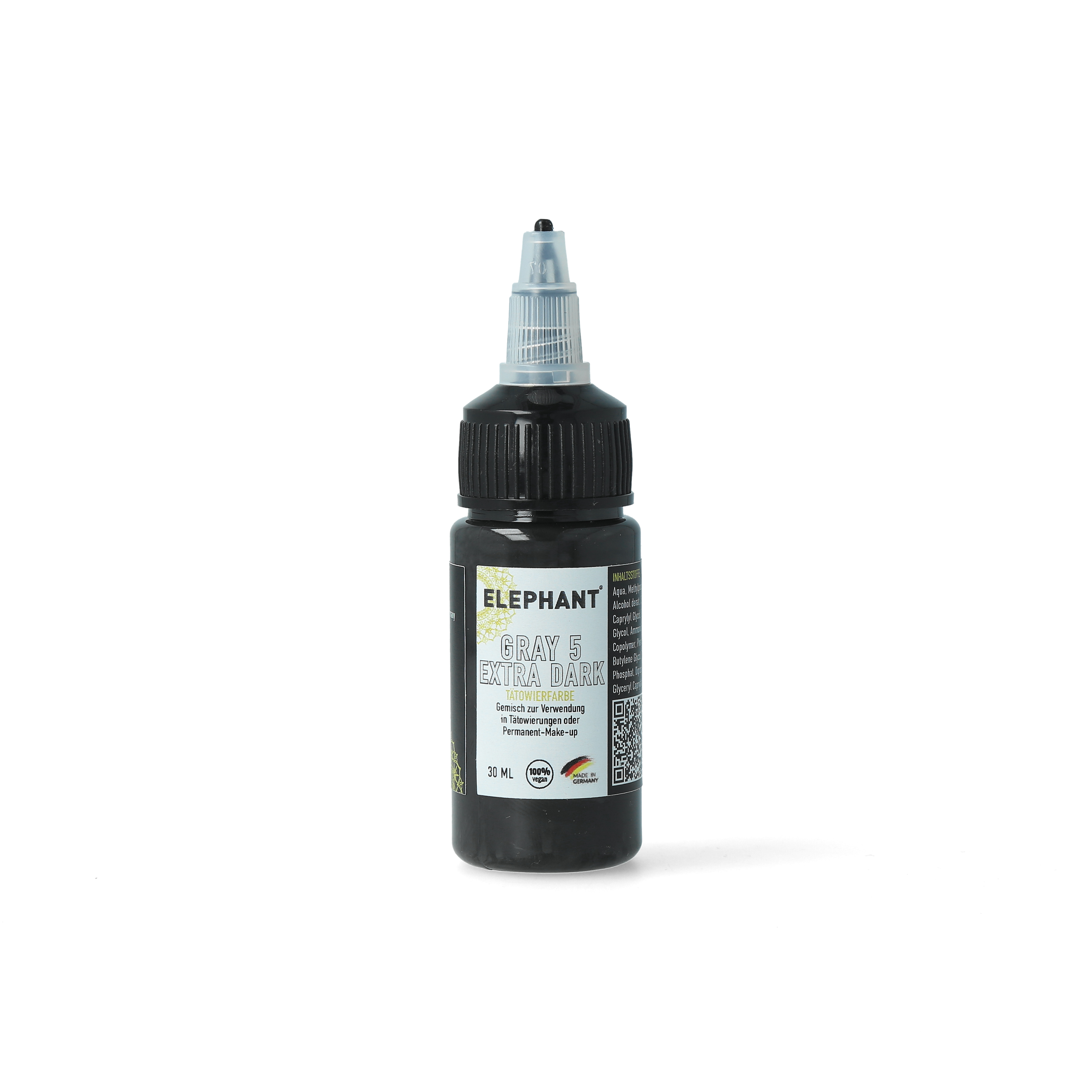 Elephant Tattoo Ink Gray Extra Dark – Extra dunkle Tätowierfarbe für intensivste Schattierungen (30ml)