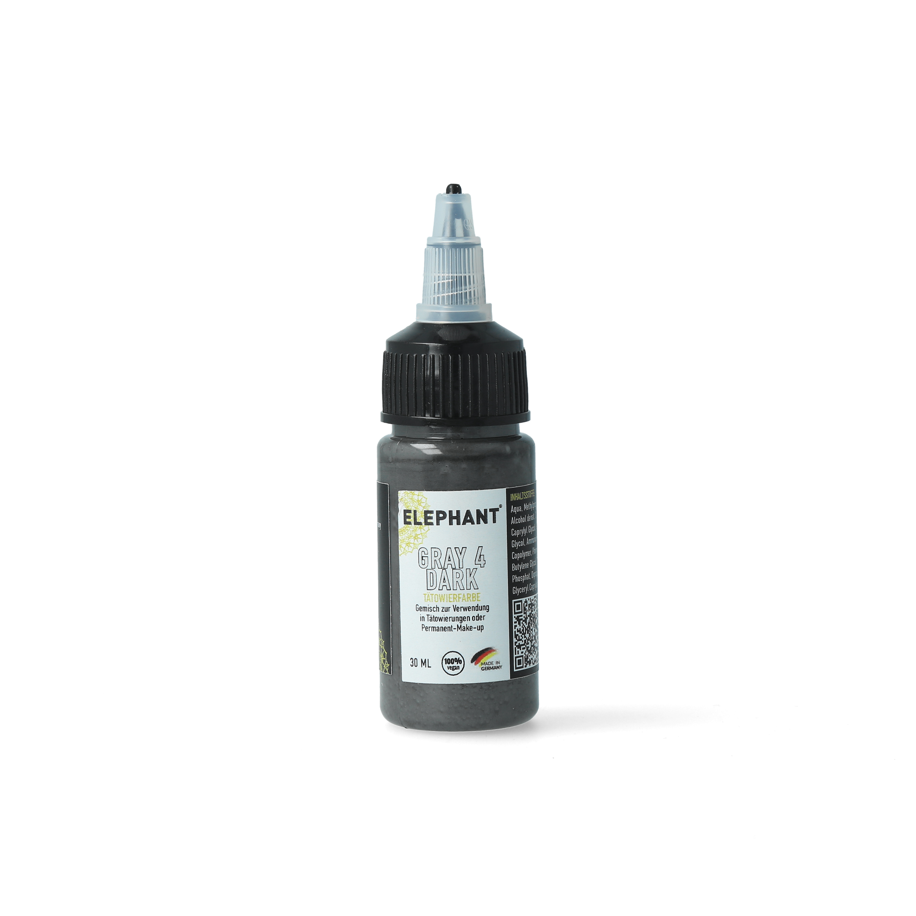 Elephant Tattoo Ink Gray Dark – Dunkelgraue Tätowierfarbe für weiche Schattierungen (30ml)