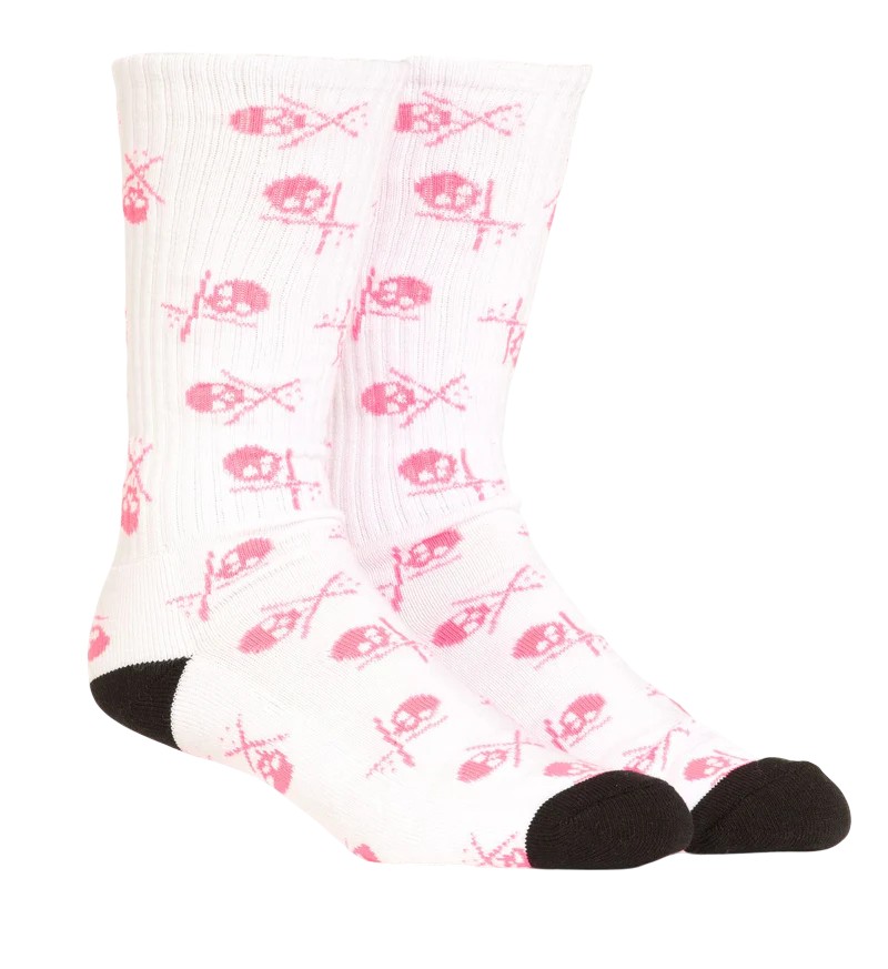 Sullen Clothing White / Pink Badged Socks 10"