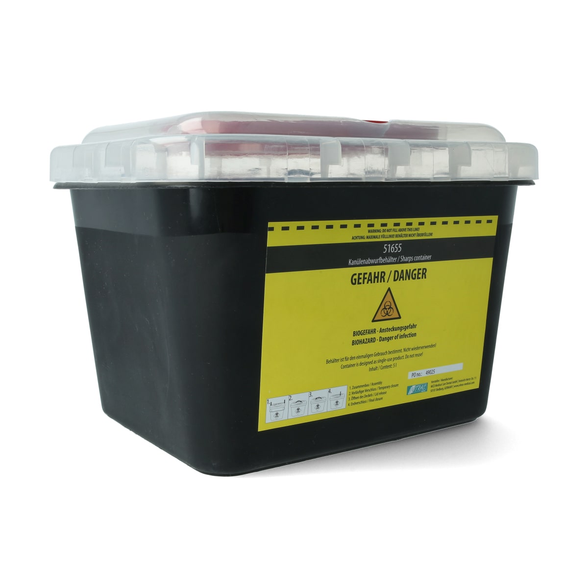 Kanülen Abwurfbehälter - Schwarz Inhalt: 5 l