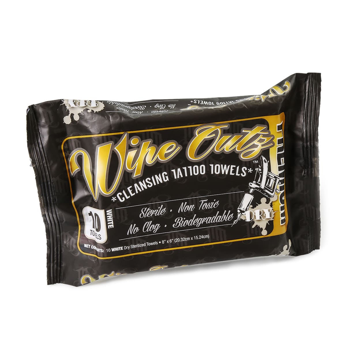 Wipe Outz Dry - Sterile Tattoo Tücher - 10er Pack Farbe: Schwarz