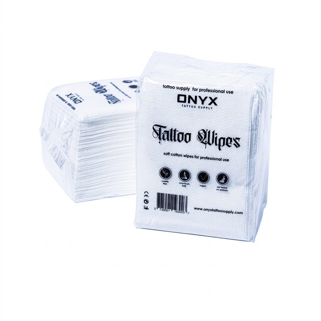 ONYX Tattoo Wipes – Professionelle Baumwoll-Tätowiertücher (Soft Cotton) – Vegan & Chemikalienfrei