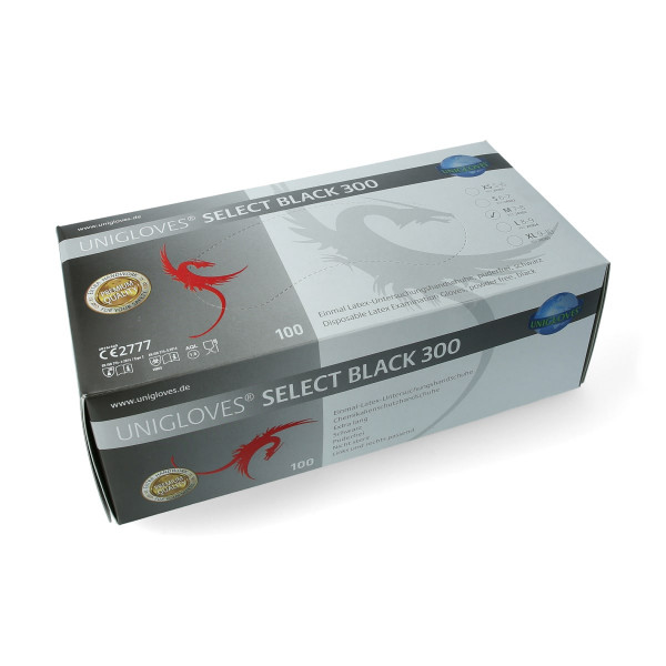 Unigloves Select Black 300 Latexhandschuhe - 100 Stck. - Schwarz