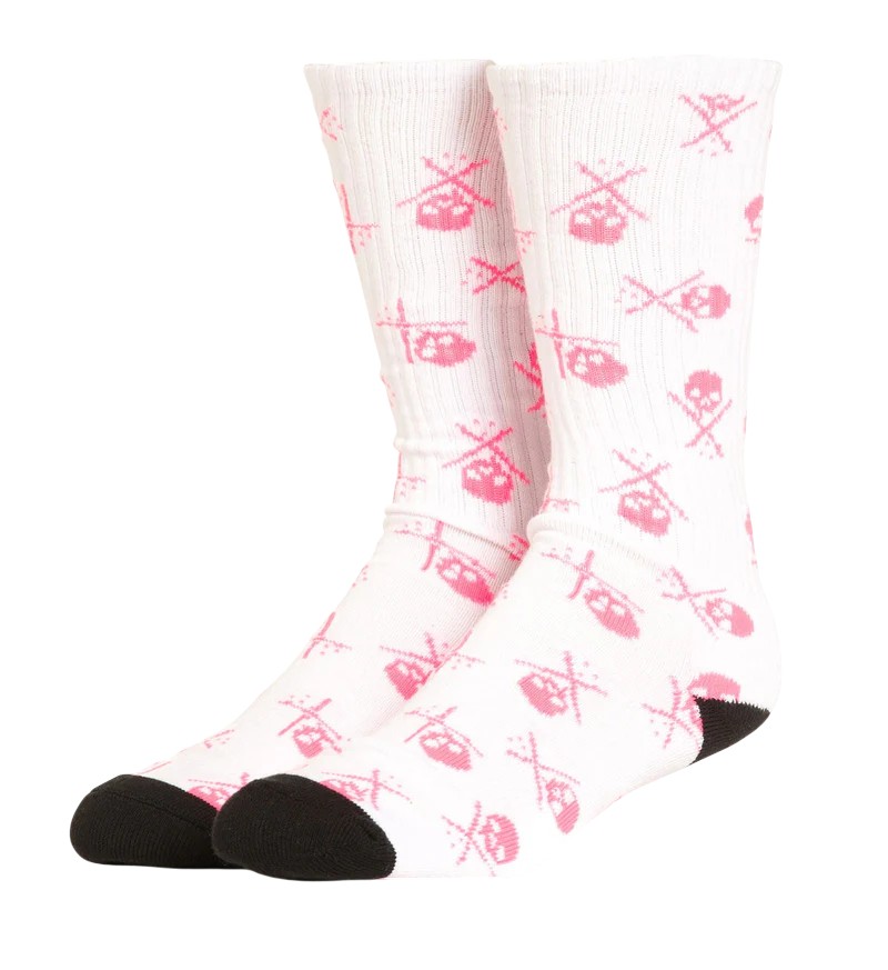 Sullen Clothing White / Pink Badged Socks 10"
